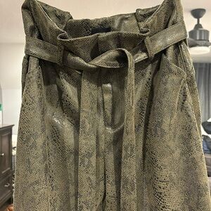 Lucy Paris belted high waisted snake print pattern in green